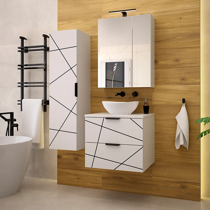 Meuble simple vasque 60cm Teren Blanc