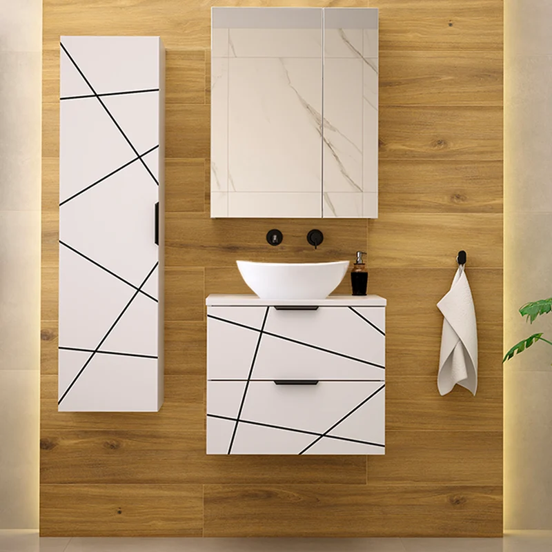 Meuble simple vasque 60cm Teren Blanc