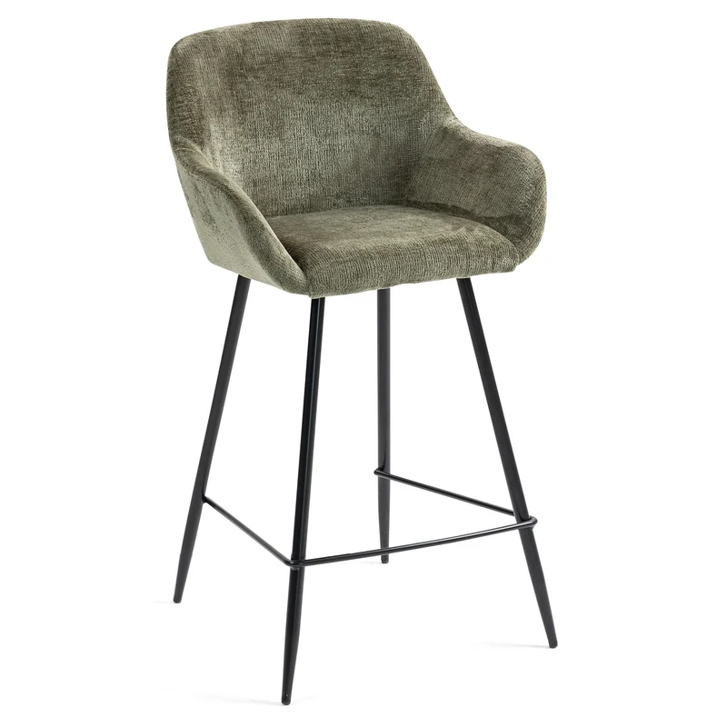 Chaise snack tissu chenille kaki