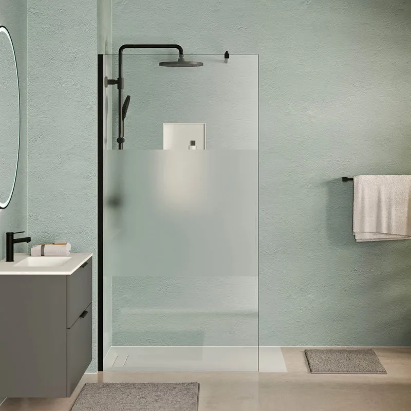 Douche à l'italienne EIRA - bandes en verre dépoli 8 mm et 10 mm