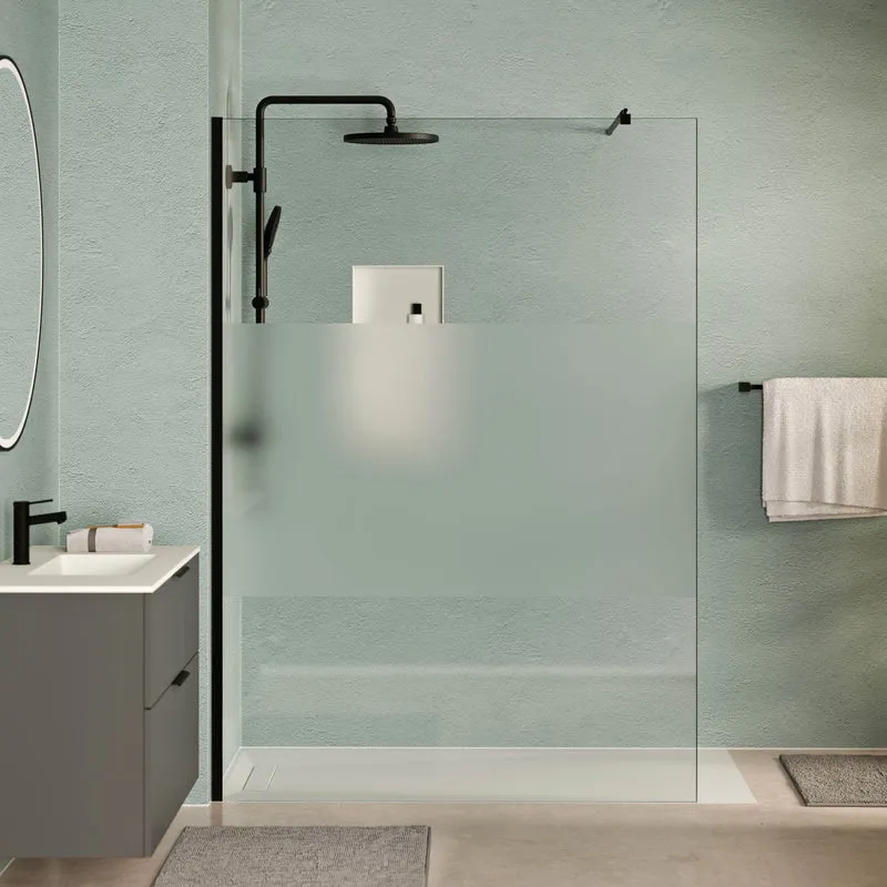 Douche à l'italienne EIRA - bandes en verre dépoli 8 mm et 10 mm