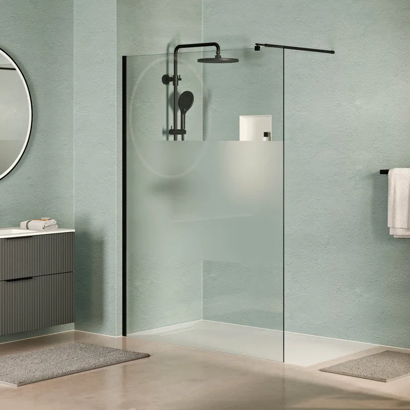 Douche à l'italienne EIRA - bandes en verre dépoli 8 mm et 10 mm