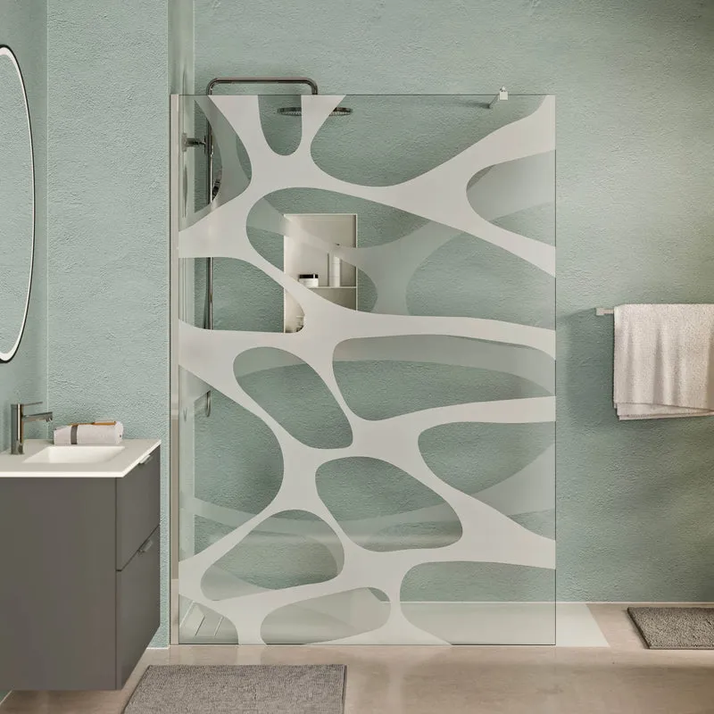 Douche à l’italienne EIRA - verre transparent motif Wave 10 mm