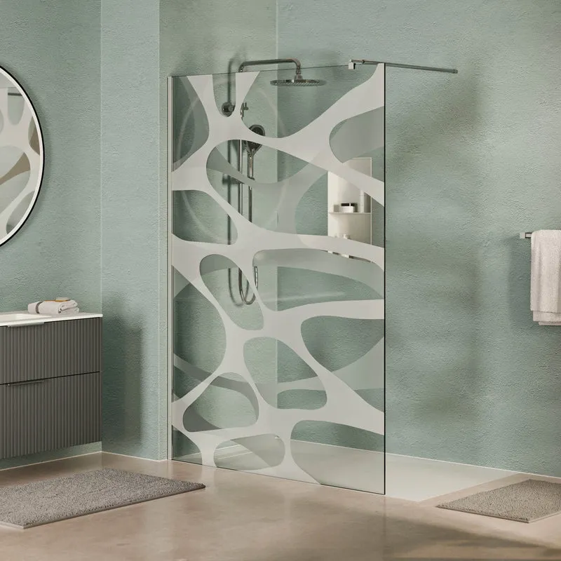 Douche à l’italienne EIRA - verre transparent motif Wave 10 mm