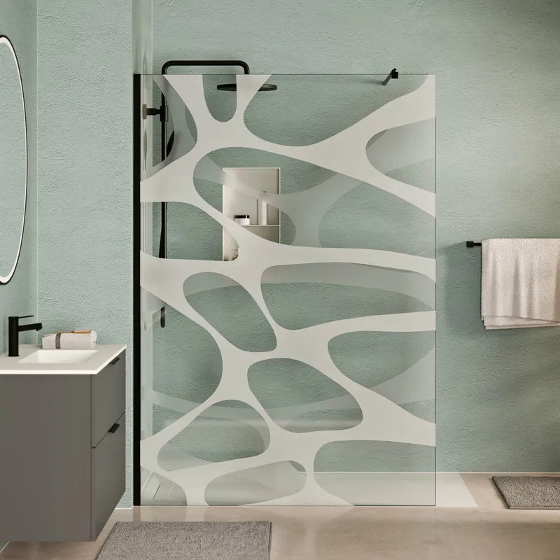 Douche à l’italienne EIRA - verre transparent motif Wave 10 mm