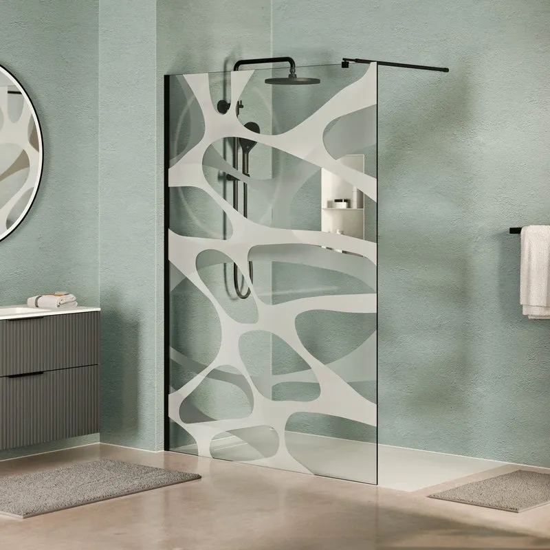 Douche à l’italienne EIRA - verre transparent motif Wave 10 mm