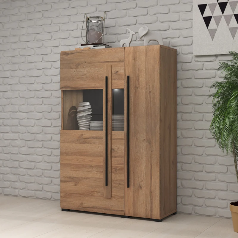 Vaisselier 2 portes avec LED Louis Bois