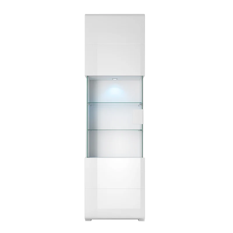 Vitrine 1 porte avec LED Jules Blanc