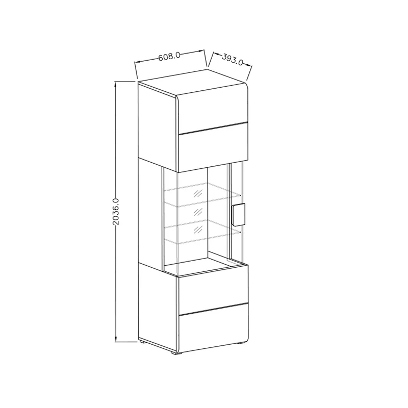 Vitrine 1 porte avec LED Jules Blanc