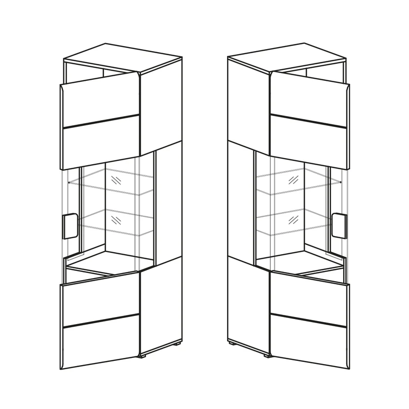 Vitrine 1 porte avec LED Jules Gris et Bois