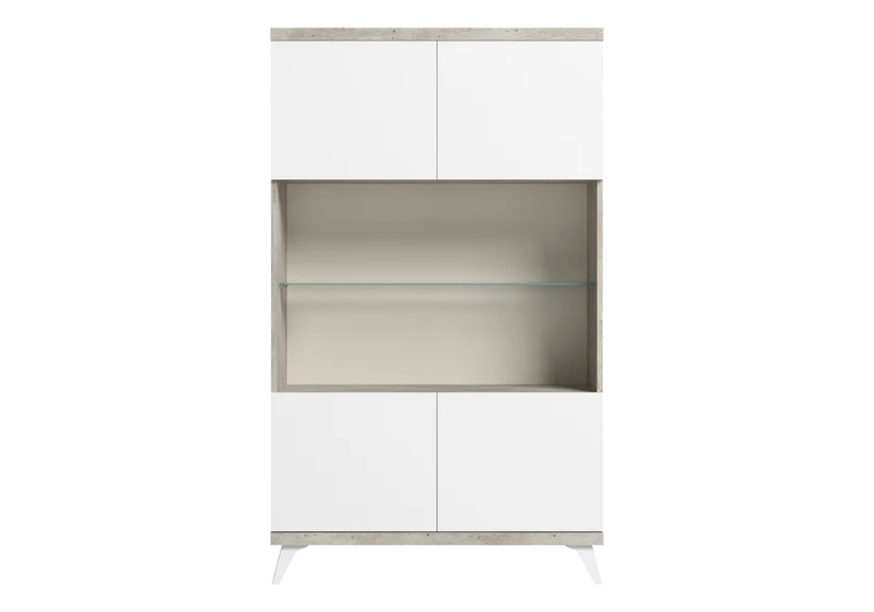 Vitrine rangement blanc laqué effet béton - Treviso