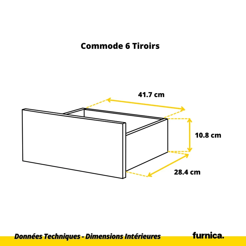 GABRIEL - Commode 10 Tiroirs (6+4) - H92/70 cm L160 cm P33 cm (Blanc)