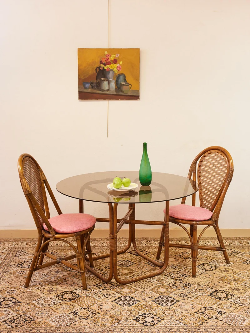 Romy, la table à manger en rotin N°1509