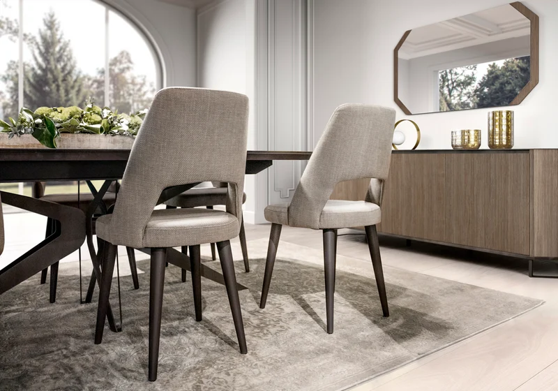 Ensemble table et 6 chaises marbre doré - Hexagon