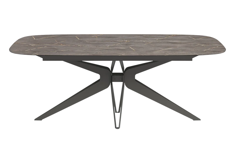 Ensemble table et 6 chaises marbre doré - Hexagon
