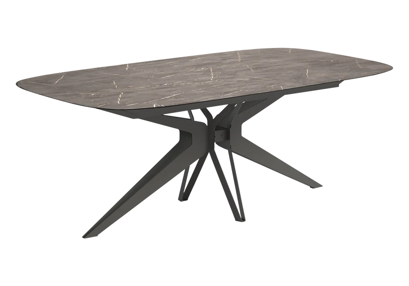 Ensemble table et 6 chaises marbre doré - Hexagon