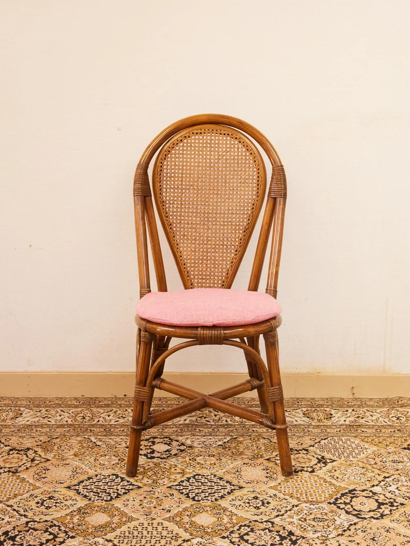 Claude, le lot de 3 chaises et 1 fauteuil en rotin N°1584