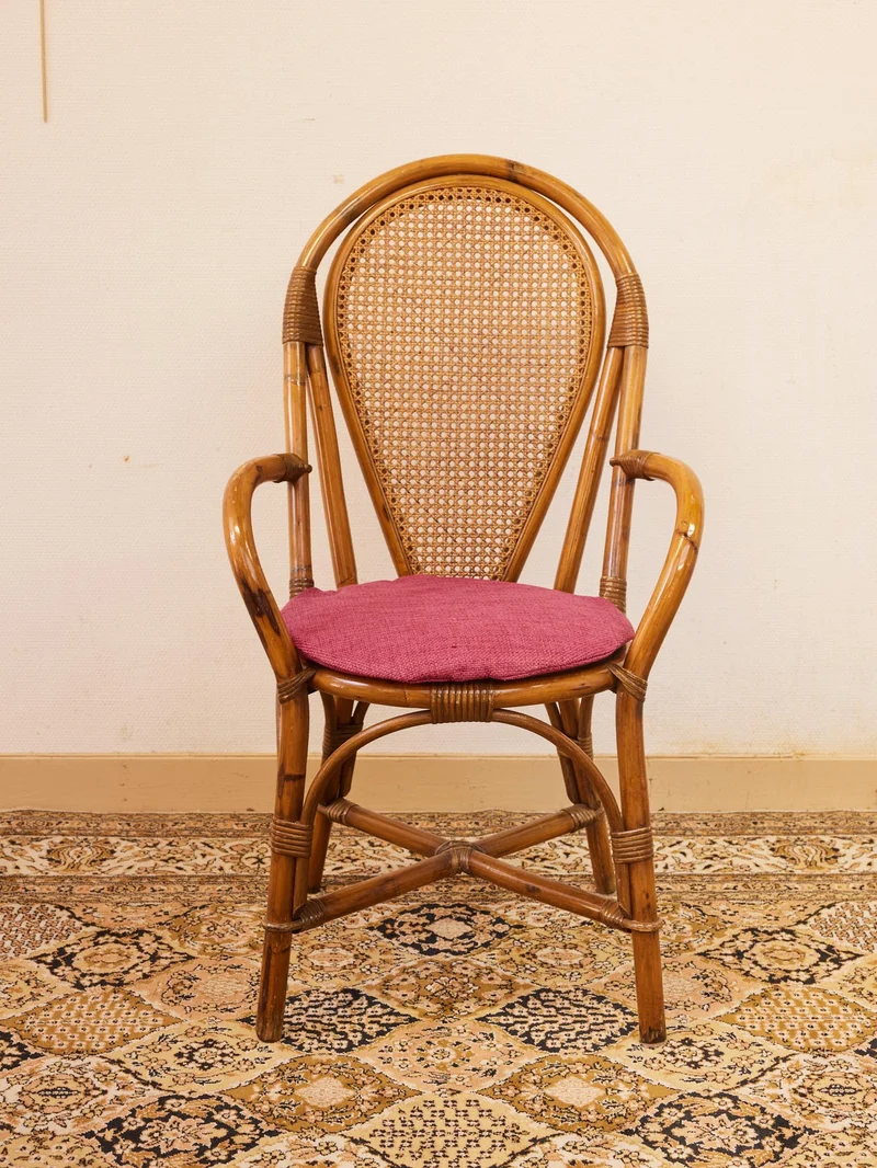 Claude, le lot de 3 chaises et 1 fauteuil en rotin N°1584
