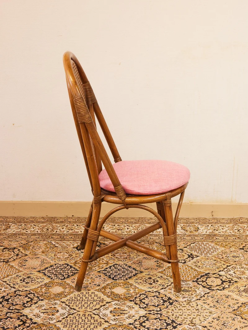 Claude, le lot de 3 chaises et 1 fauteuil en rotin N°1584
