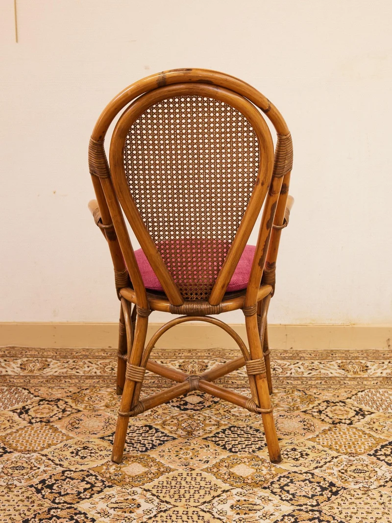 Claude, le lot de 3 chaises et 1 fauteuil en rotin N°1584