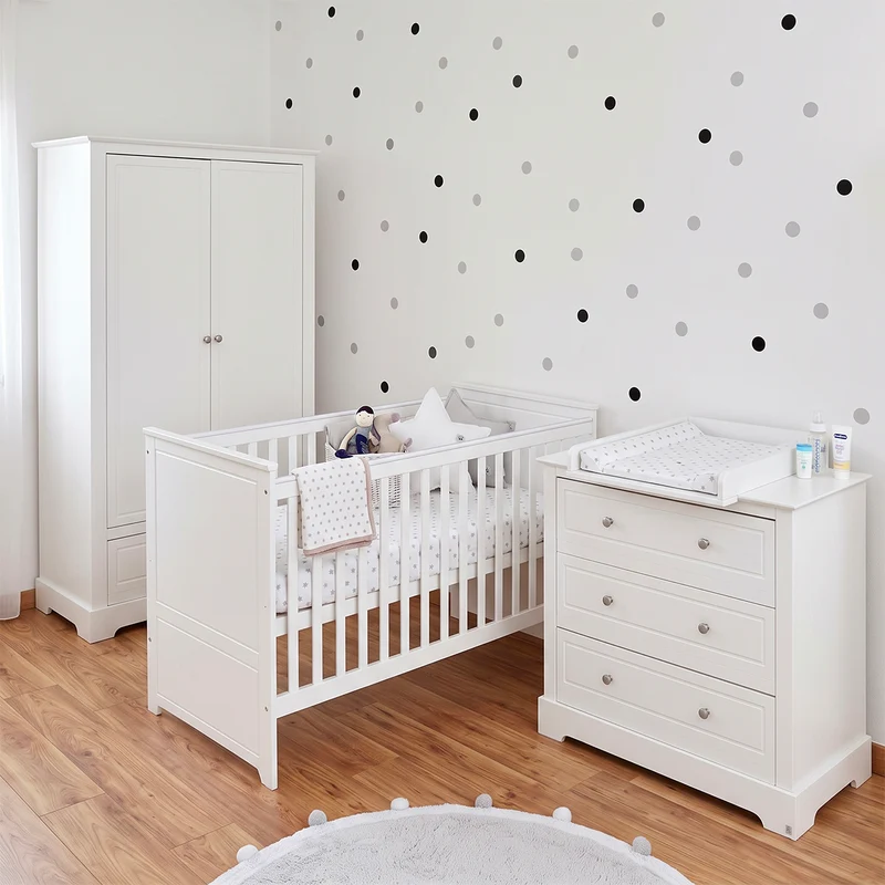 Commode 3 tiroirs et armoire 2 portes Bellamy Marylou Blanc