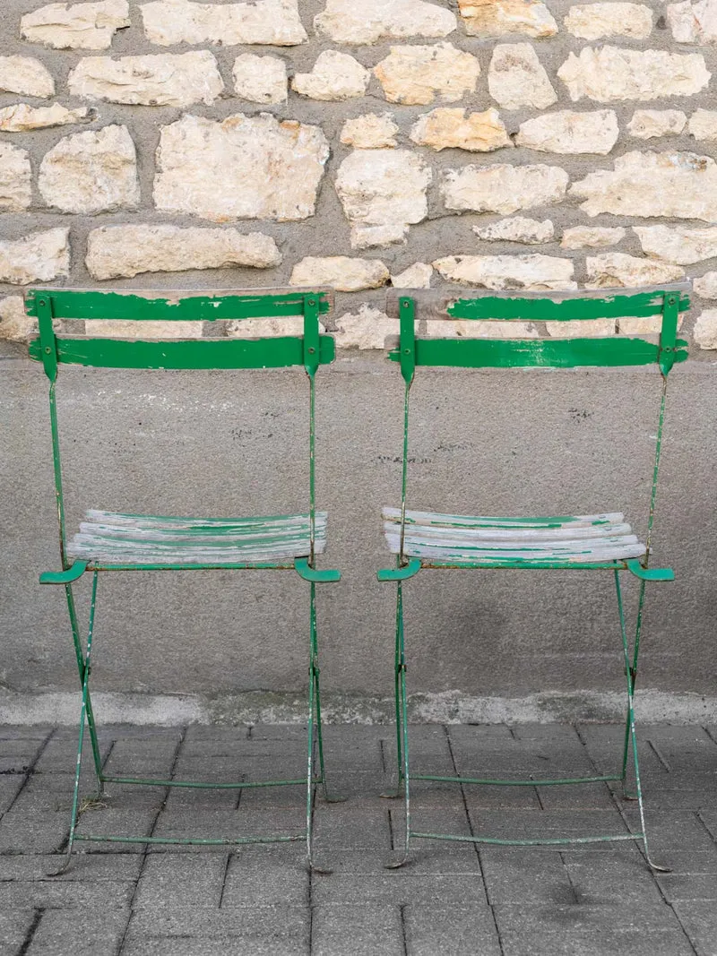 Claude, la paire de chaises de jardin vertes en bois et métal N°1592
