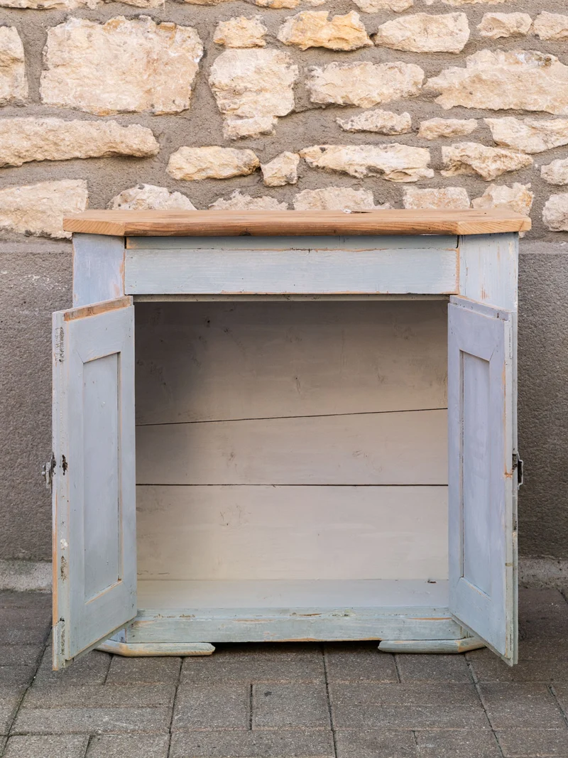Gilbert, le confiturier en bois patiné bleu N°1823