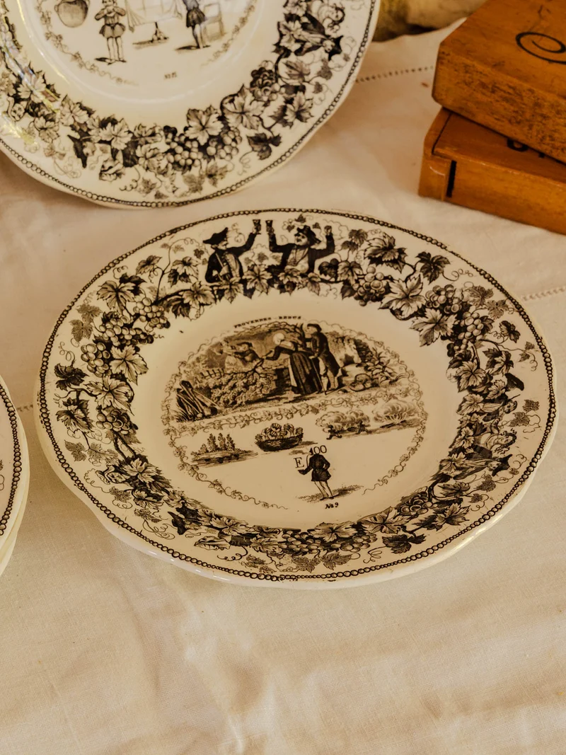 Antoinette, le lot de 7 assiettes à dessert en porcelaine N°340