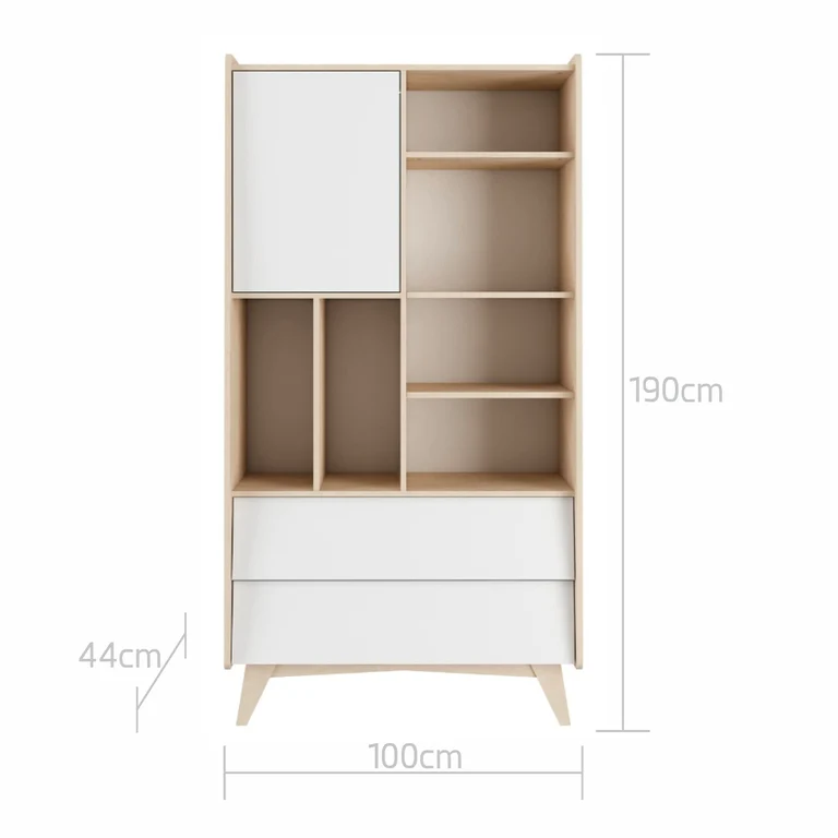 Bibliothèque Bellamy So Sixty Blanc et bois