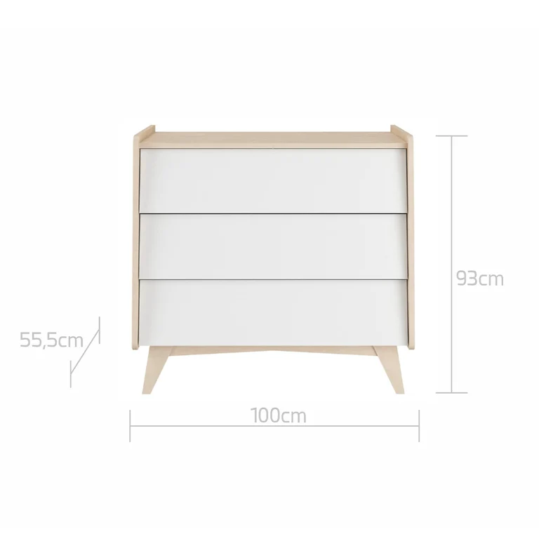 Commode 3 tiroirs Bellamy So Sixty Blanc et bois