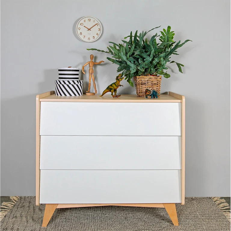 Commode 3 tiroirs Bellamy So Sixty Blanc et bois