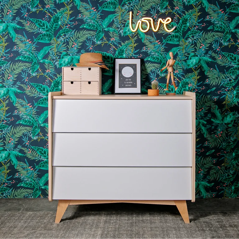 Commode 3 tiroirs Bellamy So Sixty Blanc et bois