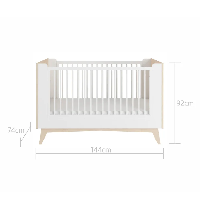 Lit évolutif 70x140 et commode 3 tiroirs Bellamy So Sixty Blanc et bois
