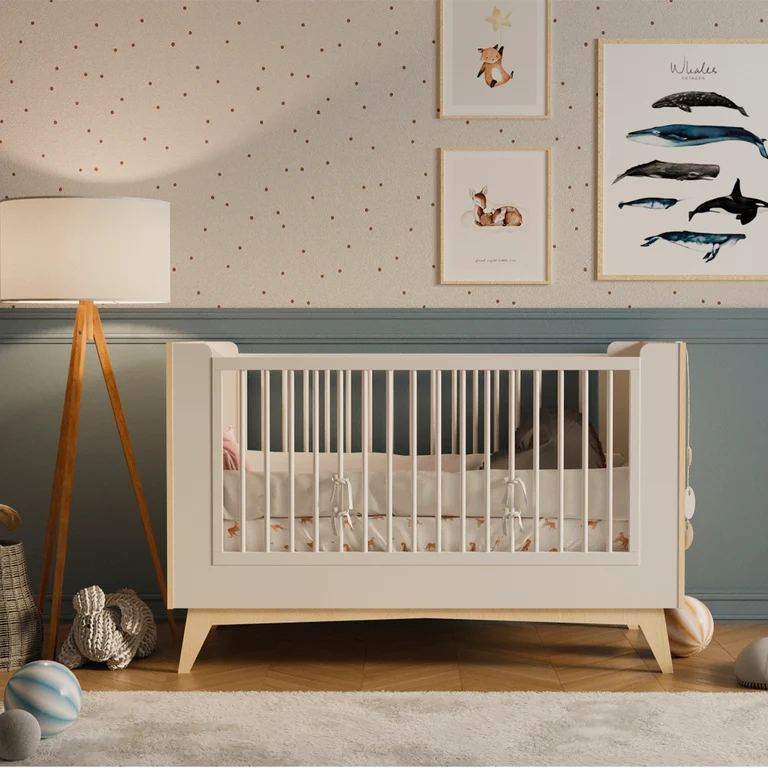 Lit évolutif 70x140 et commode 3 tiroirs Bellamy So Sixty Blanc et bois