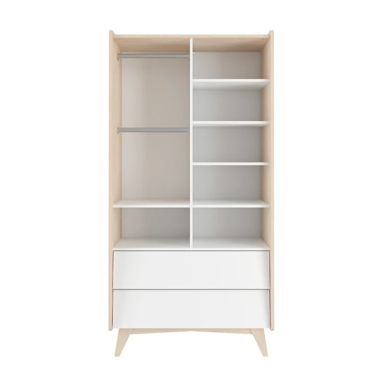 Armoire 2 portes 2 tiroirs Bellamy So Sixty Blanc et bois
