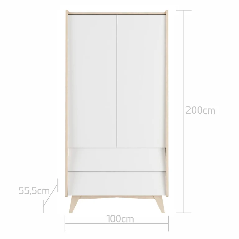 Armoire 2 portes 2 tiroirs Bellamy So Sixty Blanc et bois