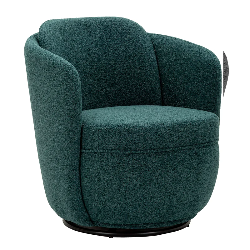 Fauteuil pivotant Turin tissu bouclette Bleu canard
