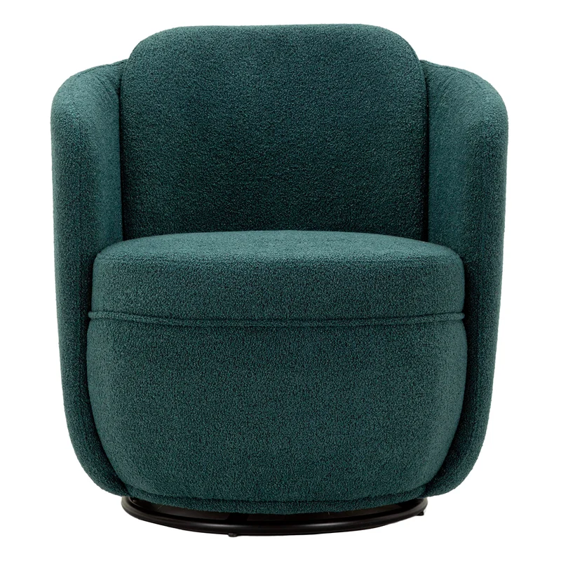 Fauteuil pivotant Turin tissu bouclette Bleu canard