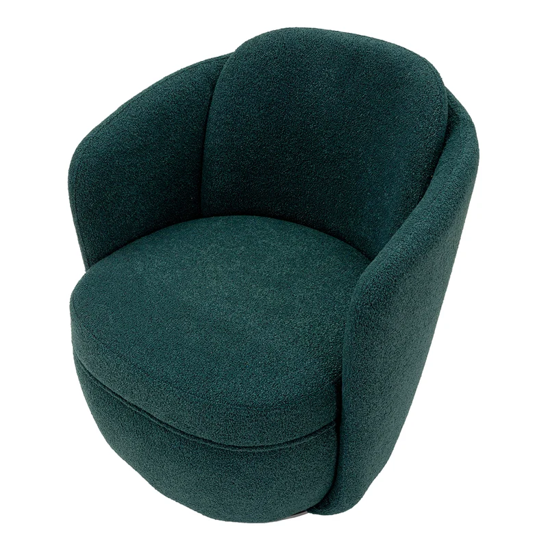Fauteuil pivotant Turin tissu bouclette Bleu canard