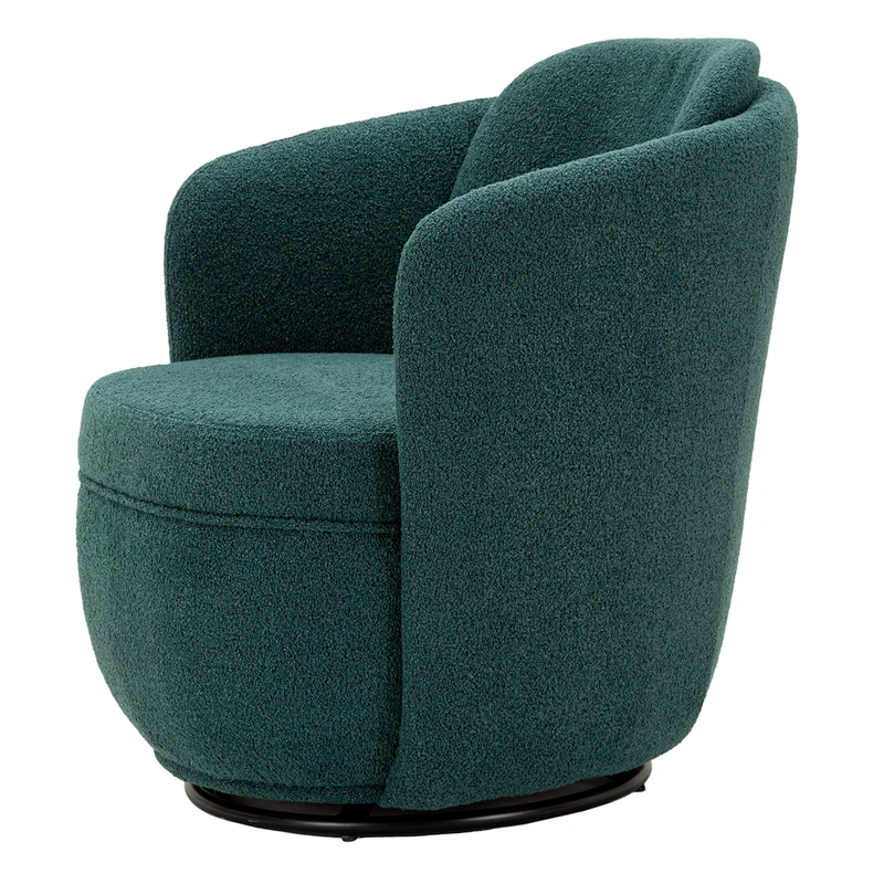 Fauteuil pivotant Turin tissu bouclette Bleu canard