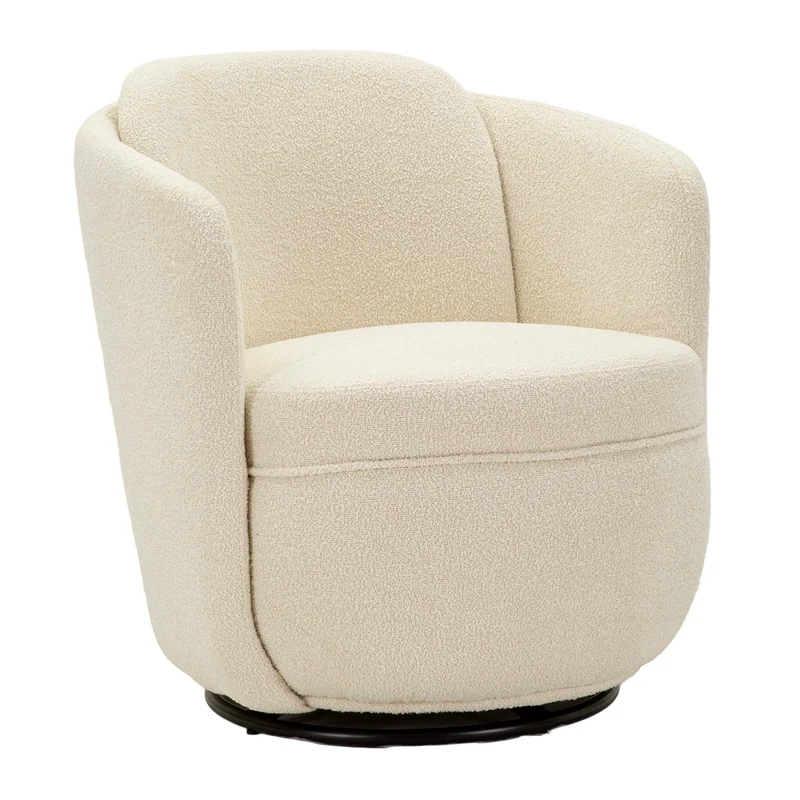Fauteuil pivotant Turin tissu bouclette Crème