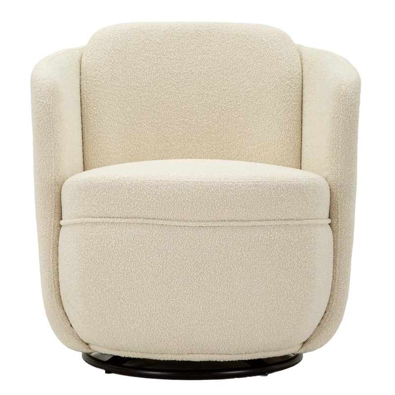 Fauteuil pivotant Turin tissu bouclette Crème