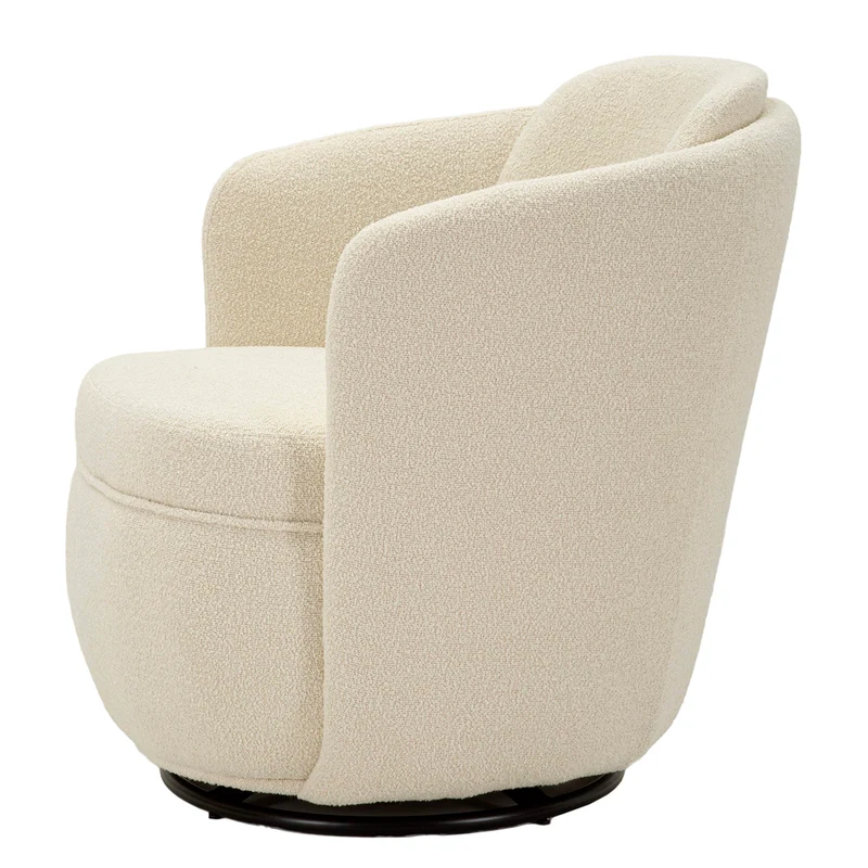 Fauteuil pivotant Turin tissu bouclette Crème
