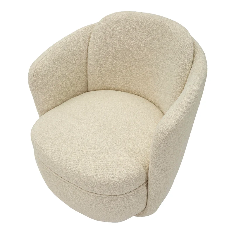 Fauteuil pivotant Turin tissu bouclette Crème