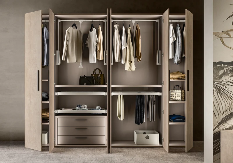 Armoire 5 portes design italien effet pierre - Dune