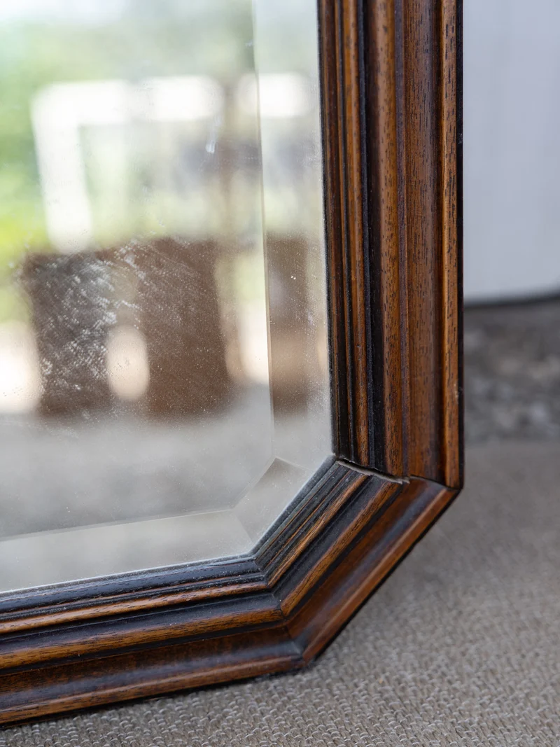 Georges, le grand miroir vertical biseauté en bois foncé N°1361