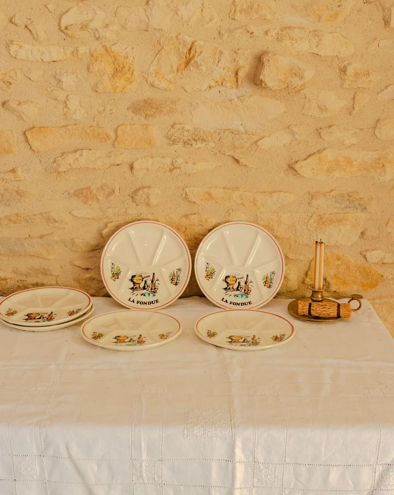 Antoinette, le lot de 6 assiettes pour fondue et raclette N°343