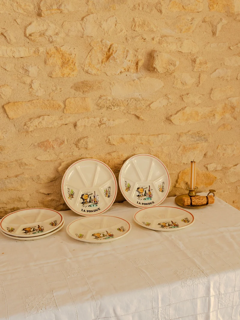 Antoinette, le lot de 6 assiettes pour fondue et raclette N°343