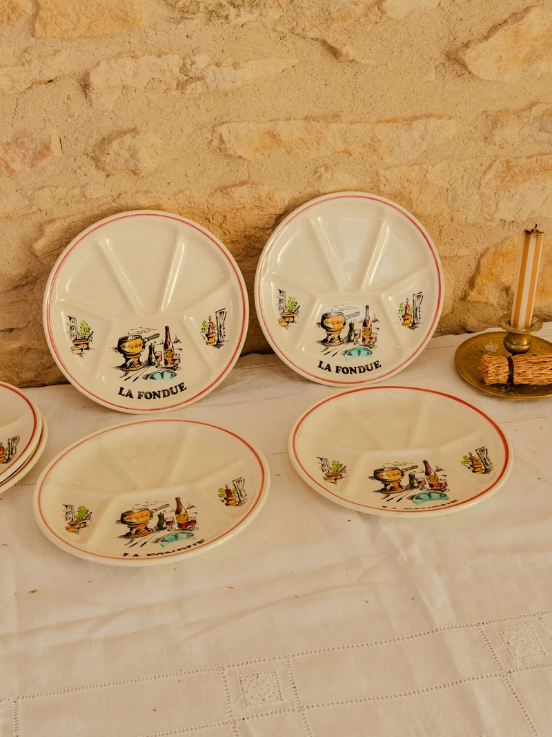 Antoinette, le lot de 6 assiettes pour fondue et raclette N°343