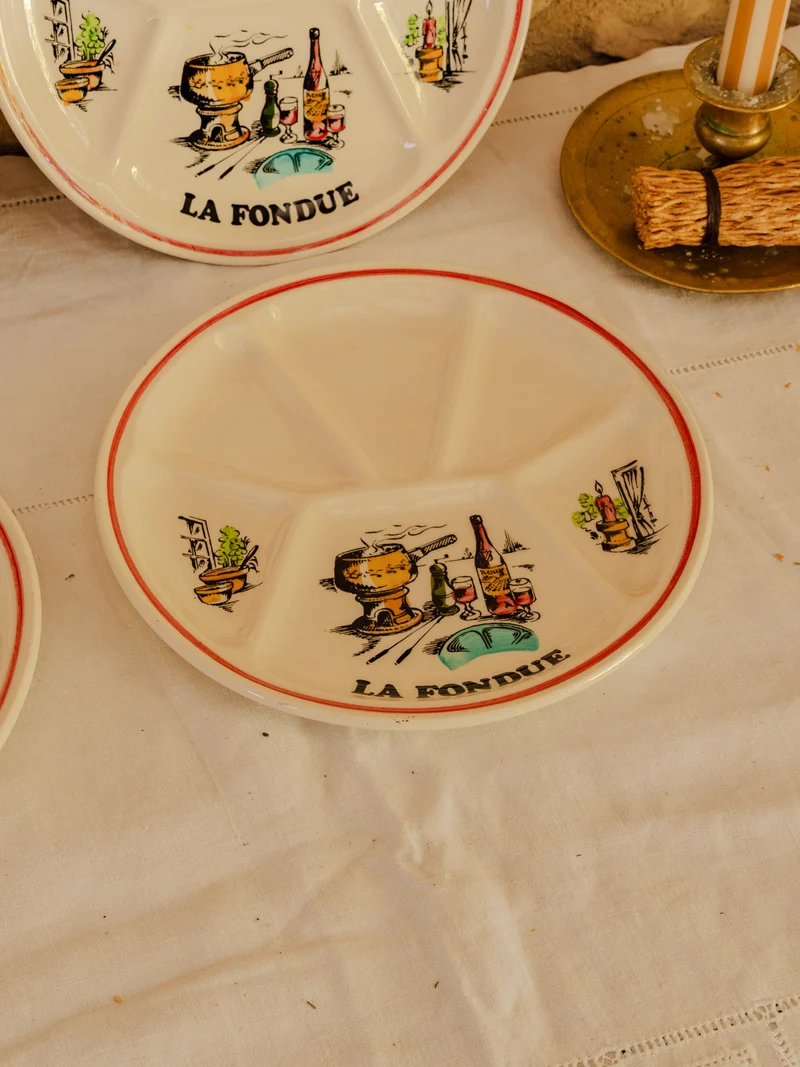Antoinette, le lot de 6 assiettes pour fondue et raclette N°343